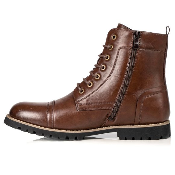 Brown Men's Lace Up Cap Toe Dress Oxford Fashion Casual Boot - Picture 5 of 7